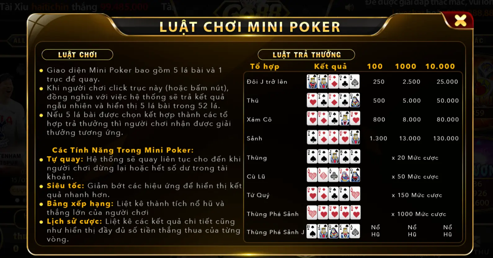 Một số mẹo phá đảo game Mini Poker và tải Go88