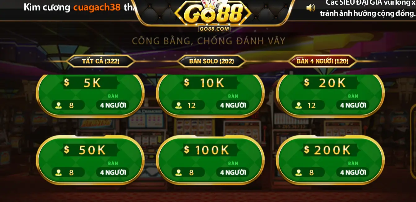 Cách chơi tiến lên Go88 online