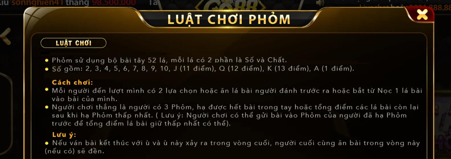 Những ưu điểm khi chơi phỏm tại Go88